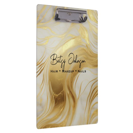 Luxuriöse Elfenbein und Goldfoil marmoriert Klemmbrett (Rechts)
