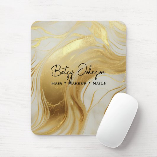 Luxuriöse Elfenbein und Goldfoil marmoriert Mousepad (Mit Mouse)