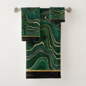 LUXURIÖSE EMERALD GREEN MARBLE GOLD CUSTOM BADHANDTUCH SET (Insitu)