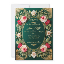Luxuriöse Emerald Green Wedding Einladung mit Fl