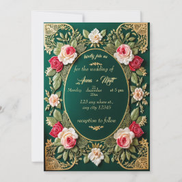 Luxuriöse Emerald Green Wedding Einladung mit Fl