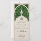 Luxuriöse Emerald Islamic Lace Wedding Einladung (Vorderseite)