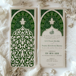 Luxuriöse Emerald Islamic Lace Wedding Einladung