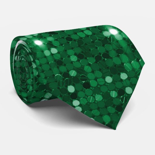 Luxuriöse Emerald Sparkle Neck Tie Krawatte (Gerollt)