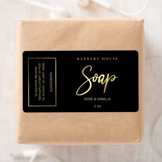 Luxuriöse Etiketten für Black and Gold-Seife (Insitu)