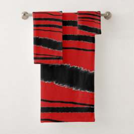 LUXURIÖSE EXOTISCHE ROTE ZEBRA-TIERDRUCKSTADT BADHANDTUCH SET