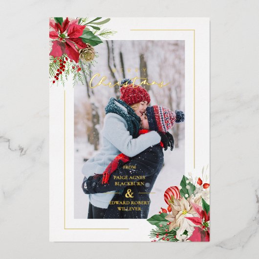 Luxuriöse Extravagante Initials Floral Christmas B Folieneinladung (Vorderseite)