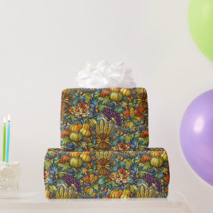 Luxuriöse farbenfrohe Ernte Geschenkpapier