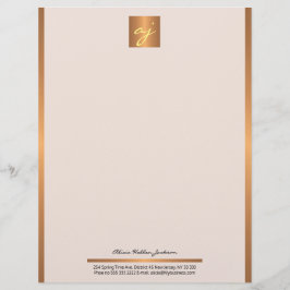 Luxuriöse feminine Rosa-Kupfer-Monogramm Briefbogen