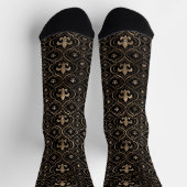 Luxuriöse Fleur-de-lis Muster schwarz und gold Socken (Oben)