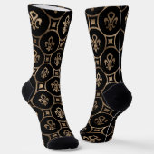 Luxuriöse Fleur-de-lis Muster schwarz und gold Socken (Gewinkelt)