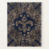 Luxuriöse Fleur-de-lis Ornament - Gold und dunkelb Planer (Rückseite)