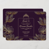 Luxuriöse Floral 16 . Geburtstag Einladung (Vorne/Hinten)