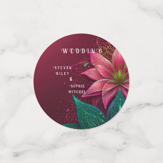 Luxuriöse Floral Wedding Invitation Suite Konfetti (Klein Vorderseite)