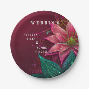 Luxuriöse Floral Wedding Invitation Suite Pappteller