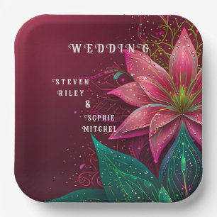 Luxuriöse Floral Wedding Invitation Suite Pappteller