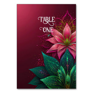 Luxuriöse Floral Wedding Invitation Suite Tischnummer