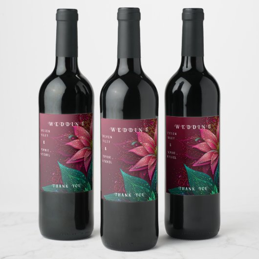Luxuriöse Floral Wedding Invitation Suite Weinetikett (Flaschen)