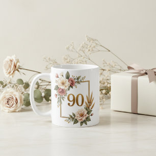 Luxuriöse Florale 90. Geburtstags-Erinnerung Kaffeetasse