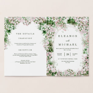 Luxuriöse florale Hochzeit - Sanftes Rosa Botanisc Folienkarte