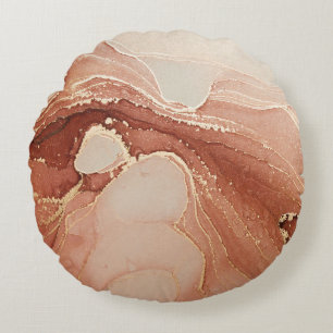 Luxuriöse Fluid Art: Marmortinte Fusion Rundes Kissen