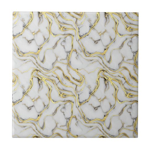 Luxuriöse Flüssig-Gold-Weißmarmor-Textur Fliese (Vorderseite)