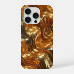 Luxuriöse Flüssig-Gold-Wellen - Nahtloser Metallis iPhone 15 Pro Hülle