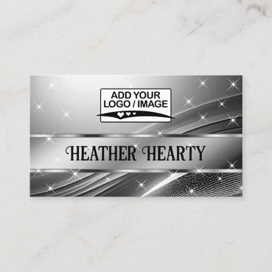 Luxuriöse Flüssig Silber Graue Stahlschimmer mit L Visitenkarte (Vorderseite)