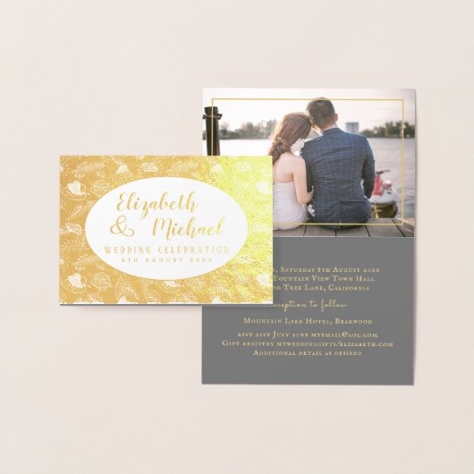 Luxuriöse FOIL FOTO Falten Elegante Blätter WEDD Folienkarte (Anzeige)