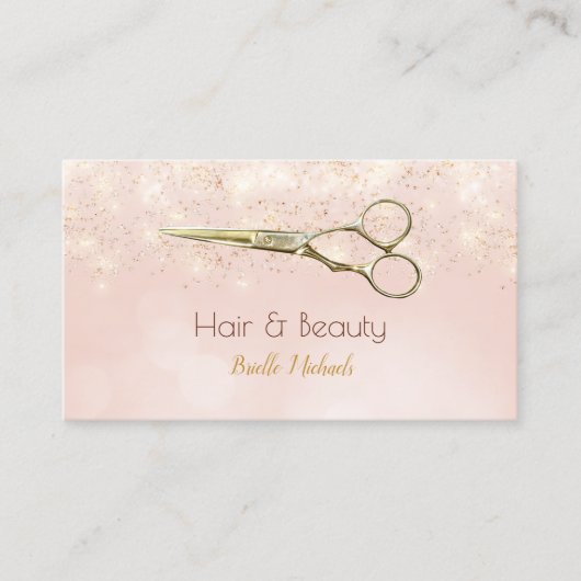 Luxuriöse Friseur Salon Gold Glitzer Romantischer Visitenkarte (Vorderseite)