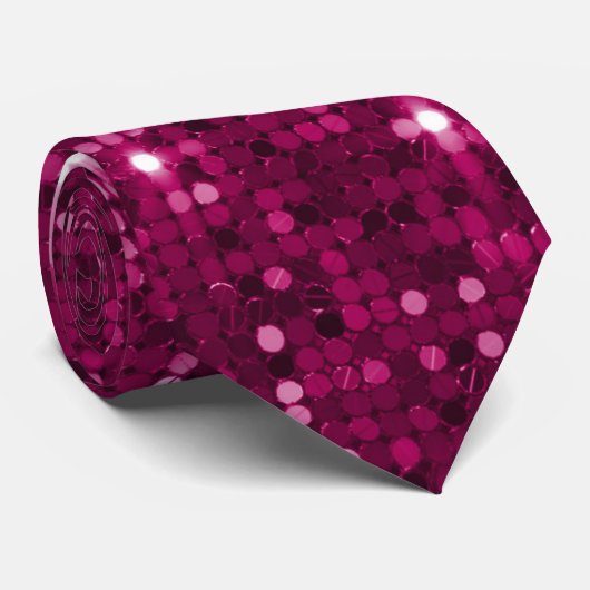 Luxuriöse Fuchsia Sequin Design Neck Tie Krawatte (Gerollt)