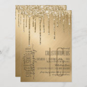 Luxuriöse Funkelnd Gold Glitzer Tropfen Sweet 16 Einladung (Vorne/Hinten)