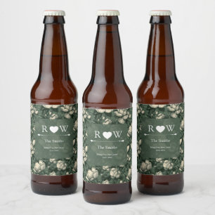 Luxuriöse Gardenien-Blumen-Minimalistische Hochzei Bierflaschenetikett