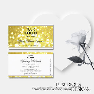 Luxuriöse Gelb-Glitzer-Stars Logo Weiß Moderne Visitenkarte