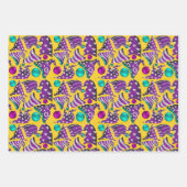 Luxuriöse gelbe Imitate Glitzer Zwerge Hüte Weihna Geschenkpapier Set (Vorderseite)