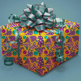 Luxuriöse gelbe Imitate Glitzer Zwerge Hüte Weihna Geschenkpapier Set