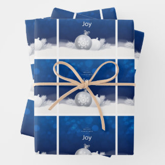 Luxuriöse Geschenkpackung blau weißer Schneeflocke Geschenkpapier Set