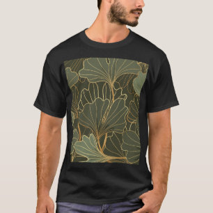 Luxuriöse Ginkgo-Gold-Linienkunst T-Shirt