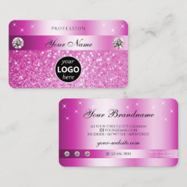 Luxuriöse Girly Pink Glitzer Sparkling Stars Logo  Visitenkarte