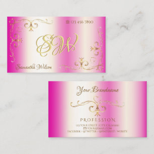 Luxuriöse Girly Pink Gold Verziert Corner mit Init Visitenkarte