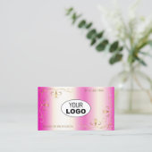 Luxuriöse Girly Pink Gold Verziert Corners mit Log Visitenkarte (Stehend Vorderseite)