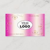 Luxuriöse Girly Pink Gold Verziert Corners mit Log Visitenkarte (Vorderseite)