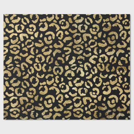 Luxuriöse Glam Gold Black Leopard Print Geschenkpapier (Flach)