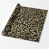 Luxuriöse Glam Gold Black Leopard Print Geschenkpapier (Ungerollt)