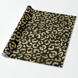Luxuriöse Glam Gold Black Leopard Print Geschenkpapier