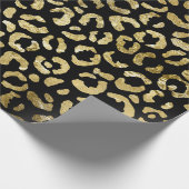 Luxuriöse Glam Gold Black Leopard Print Geschenkpapier (Ecke)