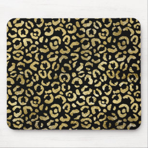 Luxuriöse Glam Gold Black Leopard Print Mousepad