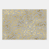 Luxuriöse Glam Gold Gray Leopard Print Geschenkpapier Set (Vorderseite)