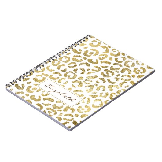 Luxuriöse Glam Gold Leopard Print Notizblock (Linke Seite)
