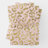 Luxuriöse Glam Gold Light Pink Leopard Print Geschenkpapier Set (Beispiel)